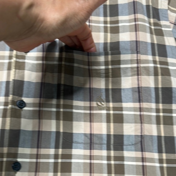 Nautica Beige and Brown Plaid Button Down Shirt - Picture 4 of 10